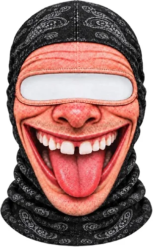 Vista 32 de Máscara de esquí de anciano, pasamontañas, máscara facial realista 3D b01