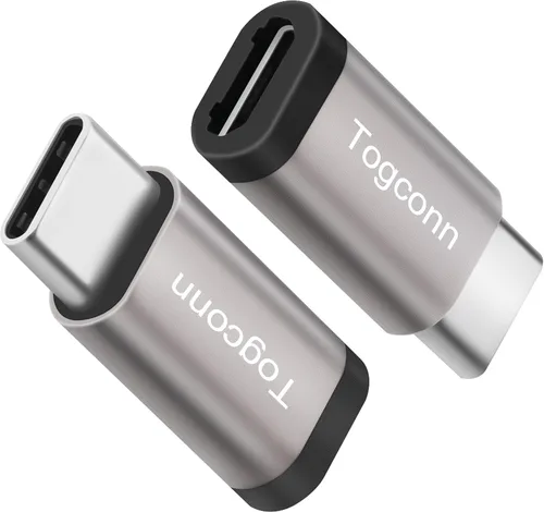 Vista 10 de Adaptador USB C a Micro USB, paquete de 2 unidades, USB tipo C (hembra) a micro USB (macho) Conector de conversión compatible con carga