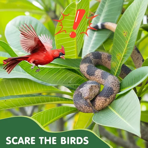Vista 3 de 2 serpientes falsas realistas para jardín, mantienen alejados a pájaros y ardillas, juguete de serpiente de cascabel, accesorio de broma