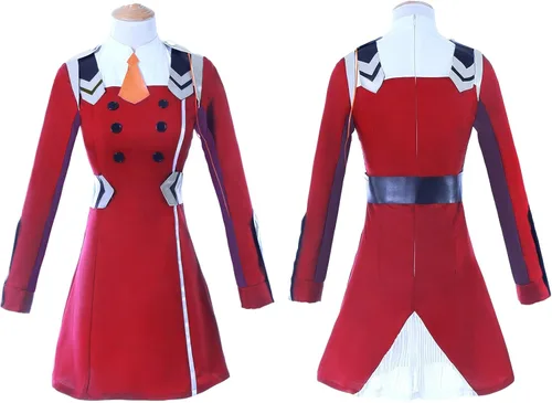 Vista 6 de NSPSTT Zero Two Cosplay Disfraz Darling 002 Cosplay diadema cuernos mujeres uniforme traje