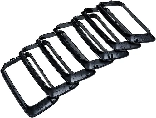 Vista 4 de 7 piezas de cubierta de rejilla frontal negra brillante compatible con modelos Jeep Grand Cherokee 2014-2016