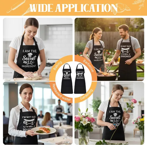 Vista 6 de Defresit Juego de delantales divertidos para hornear para mujeres y hombres, suministros de cocina para hornear 2 piezas blanco y negro