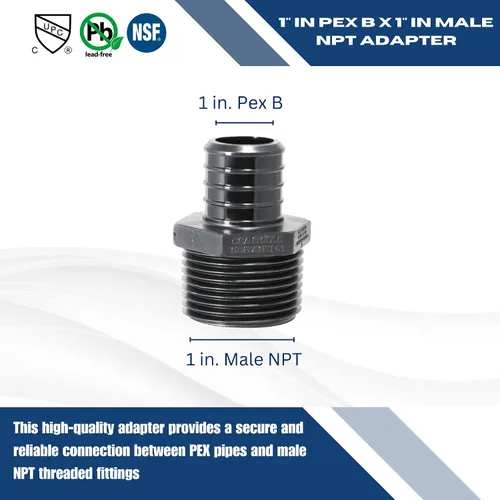Vista 4 de 5 piezas XFITTING 1 en Pex B x 1 en adaptador NPT macho, aleación de polietileno