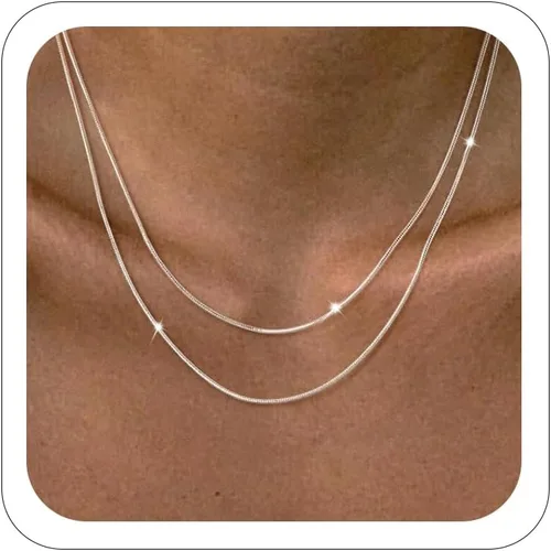 Vista 14 de Collar de cadena de clip de plata para mujer, delicado collar de gargantilla de plata de ley para mujer, collar de eslabones simples, largos 3mm16