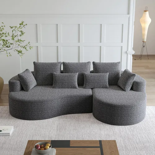 Vista 10 de Sofá Sillones de tela de felpilla de 105 pulgadas, sofá para sala sin montaje, sofás para sala con espuma de alta resistencia para espacios vitales