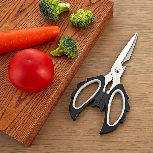 Vista 3 de Livin Tijeras estéticas de cocina con alas de ángel y gatos, ambidiestras con mango de agarre grande para diestros e zurdos, tijeras ergonómicas