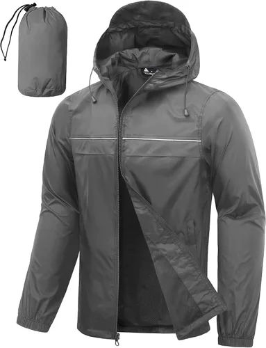 Vista 18 de SWISSWELL Mens Rain Jacket & Coats Packable Lightweight Waterproof Hooded 017-negro
