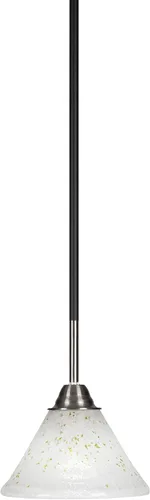 Vista 297 de Toltec Lighting Paramount - Mini colgante de 1 luz en acabado negro mate con cristal de arte perla de 7 pulgadas y estilo negro