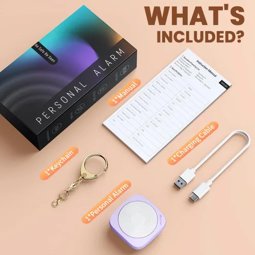 Vista 7 de WSDCAM Alarma de Seguridad Personal para Mujeres, Alarma de Llavero Fuerte de 130dB con Luz de Seguridad LED de 3 Colores, Llavero de Autodefensa