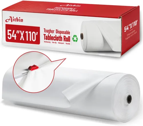 Vista 36 de Mantel de plástico, 110 pies x 54 pulgadas en rollo desechable de plástico