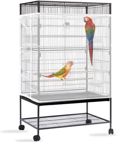 Vista 12 de Daoeny Funda para Captura de Semillas para Jaula de Pájaros, Cubierta Grande para Jaula de Pájaros, Red de Malla de Nylon Ajustable y Suave Negro