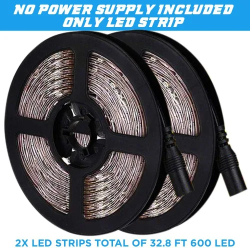 Vista 2 de Tiras de luces LED verdes de 32.8 pies, impermeables IP65 SMD2835 regulables 600 LEDs 12V cortables para gabinete, automóvil, bar, dormitorio