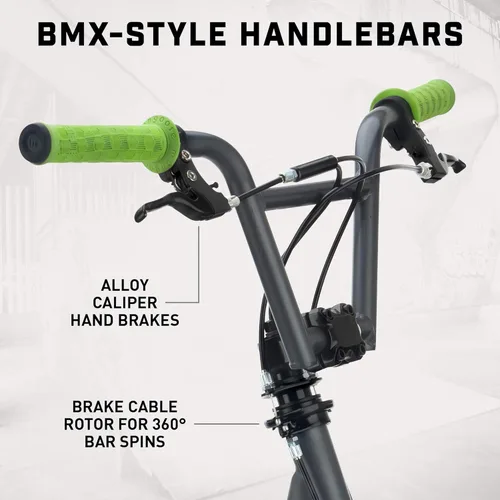 Vista 3 de Mongoose Expo Patinete, manillar estilo BMX y rotor de cable de freno, plataforma ancha para niños, jóvenes, niños y niñas de 6 años en adelante