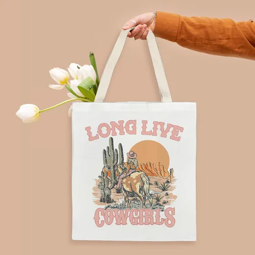 Vista 3 de kunlisa Canvas Tote Bag,Western Tote Bag,Western Tote Bags for Women,Reusable Grocery Bags Canvas 14x15 Inch