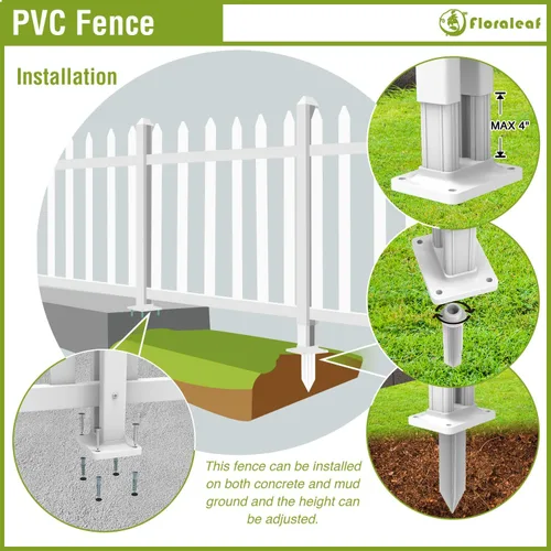Vista 4 de Pilar de PVC 30 "H poste durable blanco para jardín vinilo piquete valla recta