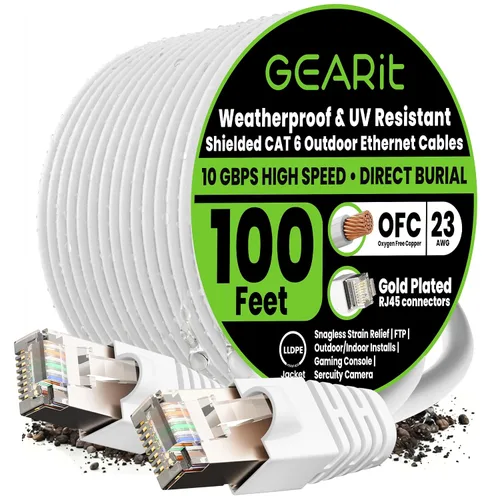 Vista 14 de GEARit - Cable Ethernet Cat6 para exteriores (3 m) 23AWG de cobre puro, FTP, LLDPE, impermeable, entierro directo, en tierra, resistente a UV, POE