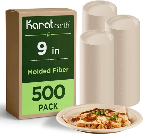 Vista 7 de Karat Earth Platos de papel desechables compostables de 6 pulgadas, paquete de 1000