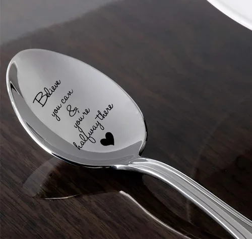 Vista 4 de Believe You Can y You 're halfway There spoon-inspirational Engraved Gift- present- Regalos para men-christmas Ideas de regalo