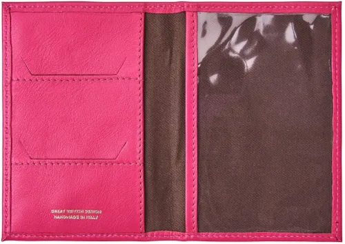 Vista 2 de Maxwell Scott - Funda para pasaporte de piel de lujo, diseño de napa de Prato, hecho a mano en Italia, Rosado, Cartera de viaje