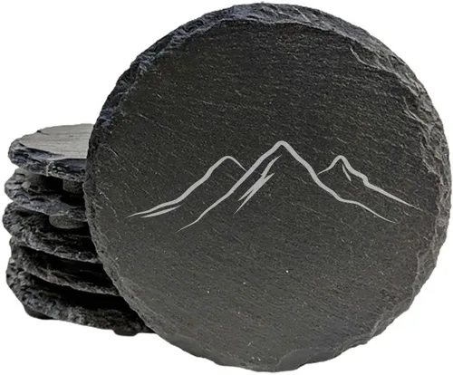 Vista 20 de Mountain Majesty - Posavasos de pizarra con impresionante diseño de escena de montaña, perfectos para decoración del hogar y la oficina y protección