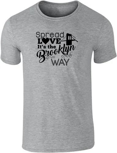 Vista 9 de Pop Threads Spread Love Its The Brooklyn Way Graphic Tee Camiseta para hombre