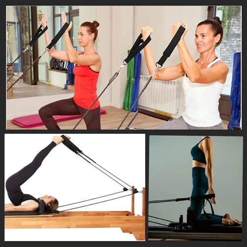 Vista 7 de LOOEEL 2 correas de doble bucle para pilates, correas de equipo de fitness, correas de doble acolchado para pilates en D, correas de doble bucle
