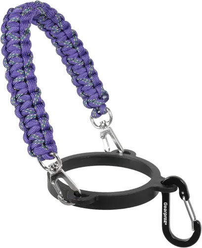 Vista 12 de HydroCord 2.0 - Mango de paracaídas para botellas de 12 a 40 onzas, color negro Anillo de boca ancha y mosquetón, compatible con Hydroflask 1.0