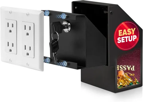 Vista 8 de Elder Welder® Caja fuerte de pared oculta con toma eléctrica Placa de pared 100% real incluida Fácil de instalar Caja fuerte oculta