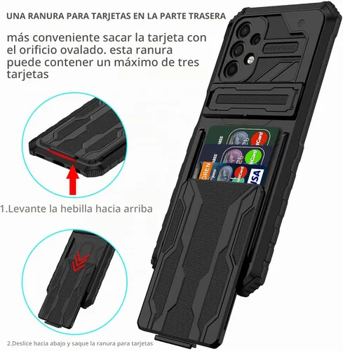 Vista 3 de Asuwish Funda de teléfono para Samsung Galaxy A32 5G 2021 de 6.5 pulgadas con protector de pantalla de vidrio templado y tarjetero con soporte