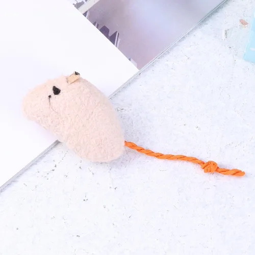 Vista 3 de KALLORY 3 ratones de piel realista de imitación de felpa con cola larga para juego interactivo y masticación, estimula gatos y gatitos y mascotas