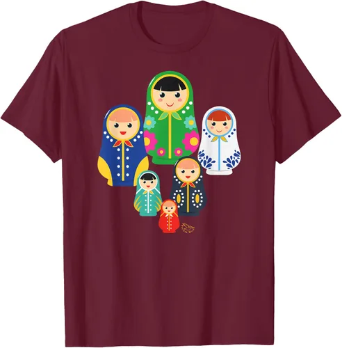 Vista 12 de Matryoshka Russian Nesting Dolls, Rusia - Camiseta de regalo, Azul / Patchwork, S