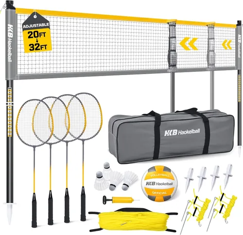 Vista 8 de Haokelball Badminton and Volleyball Net Set with Rackets for Backyard