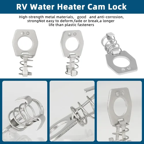 Vista 6 de SVNR Cerradura de leva para calentador de agua para caravana, 4 piezas, pestillo de puerta de calentador de agua de metal para caravana, cierre