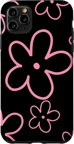 Vista 13 de Pink Black Flower Retro Modern Boho Floral Aesthetics Case for iPhone 17