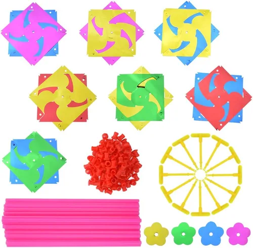 Vista 5 de 50pcs Molinete plástico del arco iris para los niños juguete jardín césped