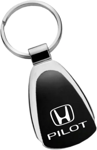 Vista 2 de Au-TOMOTIVE - Llavero de metal con forma de lágrima dorada para Honda Pilot (negro) Shiny Chrome (Black)