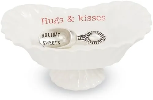 Vista 8 de Mud Pie 4881012S Plato para dulces "Sweet Stuff" con cuchara, blanco