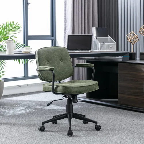 Vista 3 de HEAH-YO Juego de 1 sillas de escritorio modernas sin brazos, silla giratoria para computadora con ruedas y reposabrazos, silla de oficina ajustable