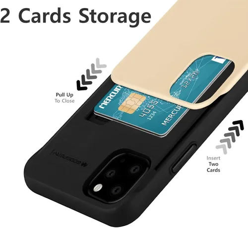 Vista 4 de GOOSPERY Sky Slide - Funda para Apple iPhone 11 Pro (5.8 pulgadas), doble capa con tarjetero y cartera, color dorado