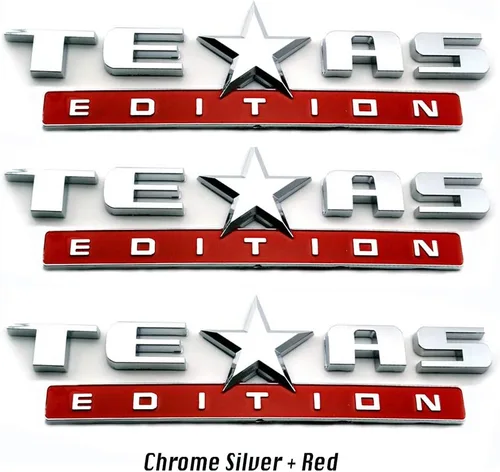 Vista 11 de 1 pieza emblema edición Texas plateado y negro/plateado y rojo/todo negro/negro y rojo/bandera americana a color y plateado/bandera americana negra