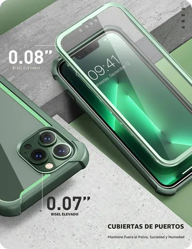 Vista 6 de i-Blason Ares - Funda para iPhone 13 Pro Max de 6.7 pulgadas [protector de pantalla integrado] [protección de grado militar] Funda transparente