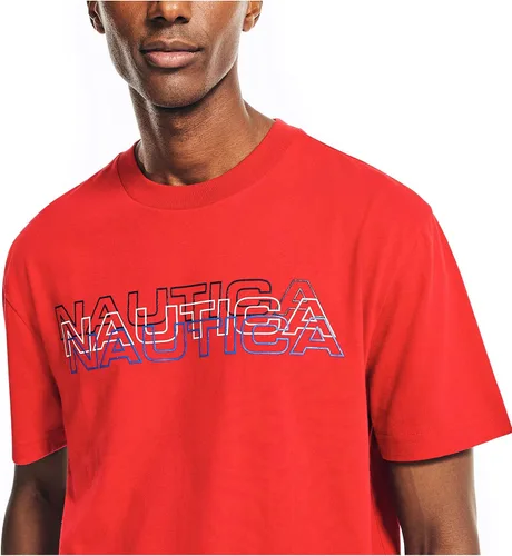 Vista 4 de Nautica Camiseta estampada con logotipo para hombre de forma sostenible