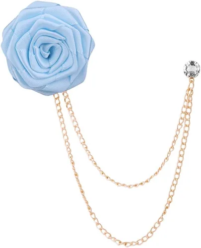 Vista 15 de Broches de moda para novios, bodas, arte de tela, hecho a mano, broche de flor de rosa, pin de solapa, insignia, cadena de borla, accesorios de Negro
