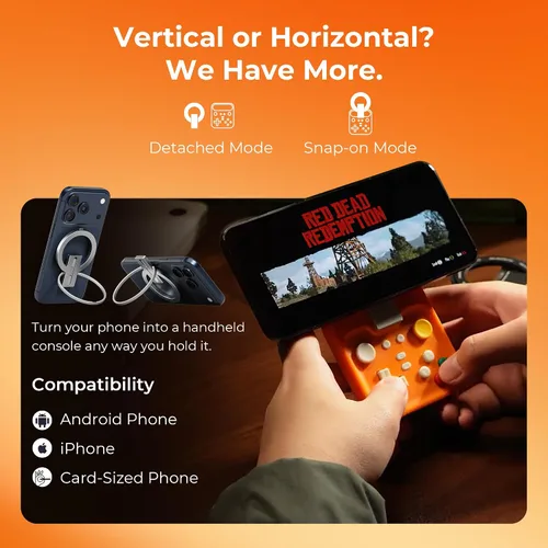 Vista 3 de abxylute M4 - Controlador móvil para juegos a presión para Android y iPhone, Switch 1 y 2, controlador Bluetooth portátil, soporte retro de bolsillo