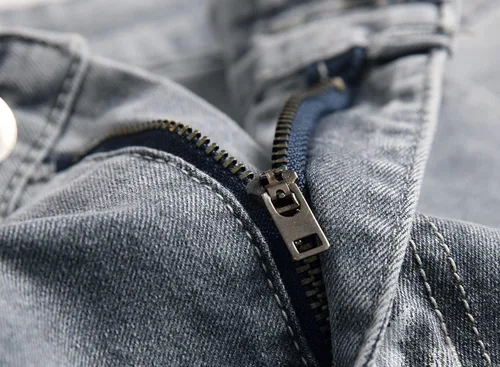 Vista 4 de SRETOUU Pantalones de mezclilla ajustados para hombre elásticos rasgados elásticos ajustados desgastados de pierna cónica