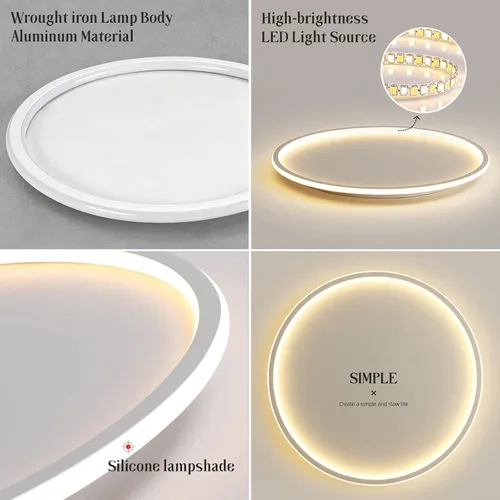 Vista 7 de Lámpara de techo LED de montaje empotrado con control remoto Lámpara de techo redonda de 15.7 ″ Lámpara de techo de bajo perfil regulable de 44W