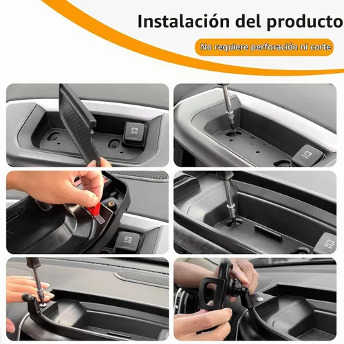 Vista 5 de Hoolcar Soporte para teléfono Ram Dash con bandeja de almacenamiento, compatible con Dodge Ram 2018-2023, accesorios interiores