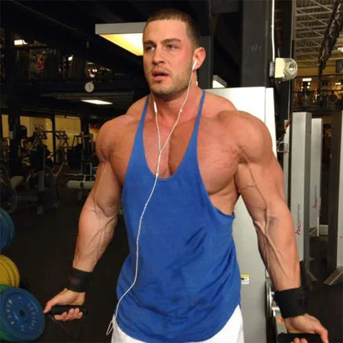 Vista 5 de JEEING GEAR Stringer - Camiseta sin mangas para hombre, culturismo, entrenamiento, gimnasio, espalda en Y, algodón