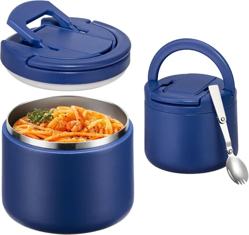 Vista 16 de Itslife Termo de sopa aislado al vacío de 13.5 onzas para alimentos calientes, recipiente de almuerzo para niños con tapa de hebilla a prueba
