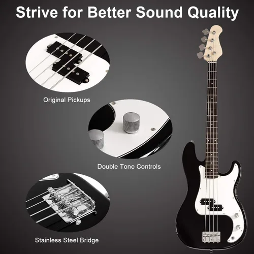Vista 4 de Costzon Guitarra Bajo Eléctrica de 4 Cuerdas Tamaño Completo para Principiantes Kit Completo, Diapasón y Puente de Palisandro, con Dos Pastillas